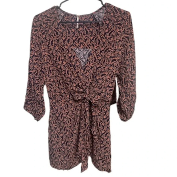 Free People Clara Dress Floral Wrap Dress Mini Long Sleeve Boho Size XS - Picture 2 of 9